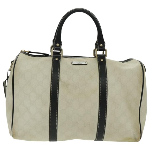 GUCCI GG Supreme Boston Bag PVC Leather White Black Gold 193603 Auth 96410 - Picture 13 of 16